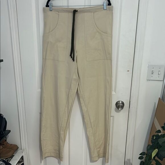 Lululemon Cream Hemp Linen Drawstring Pants Size M 34" Inseam Adjustable Waist - Picture 1 of 7